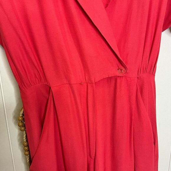 Vintage Hearts Womens Size 8 One Piece Shorts Jumper Red Short Sleeves Flowy - Picture 3 of 16
